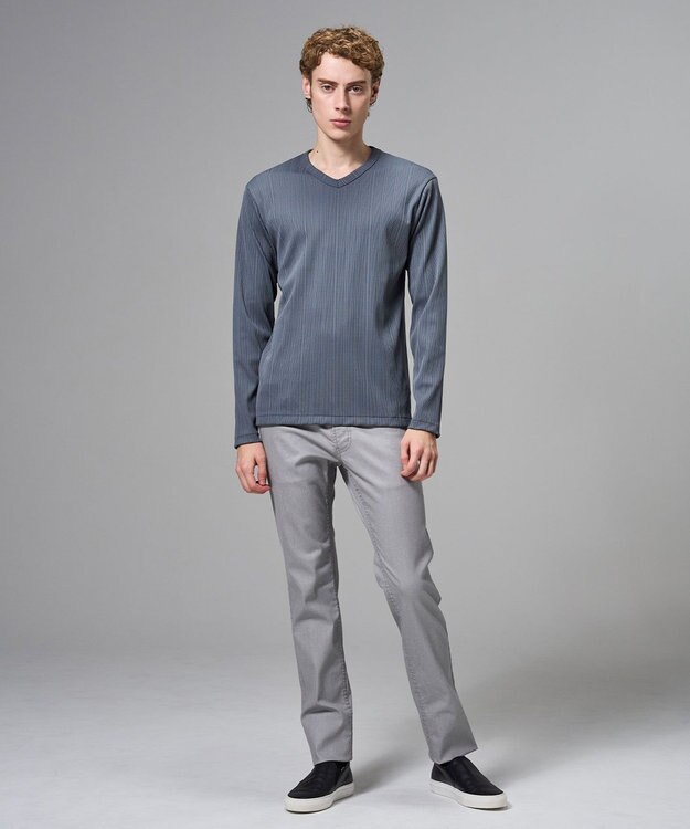 JOSEPH HOMME テックリブジャージー　Vネックカットソー グレー系