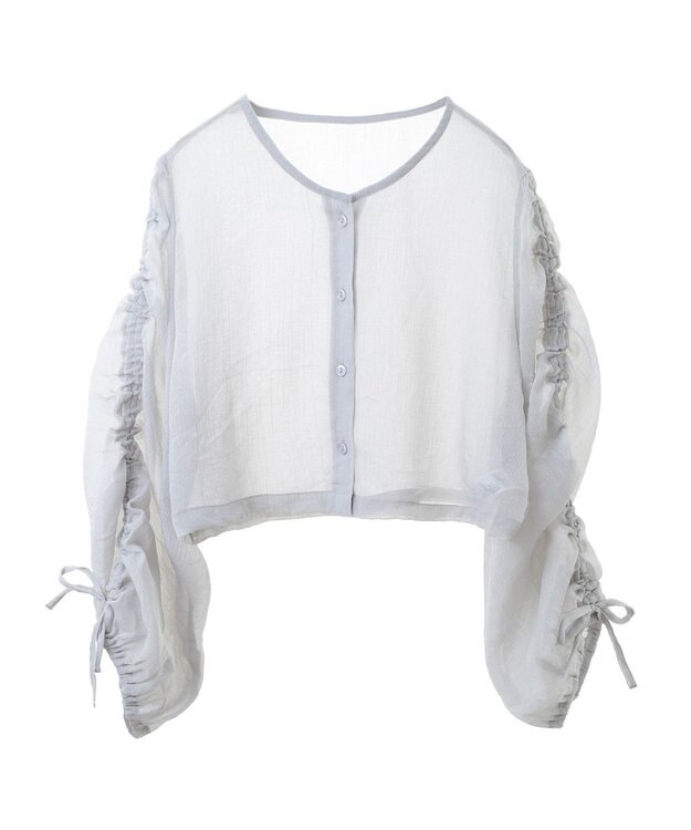 earth music&ecology キラキラシアーギャザーシャツ Light Gray