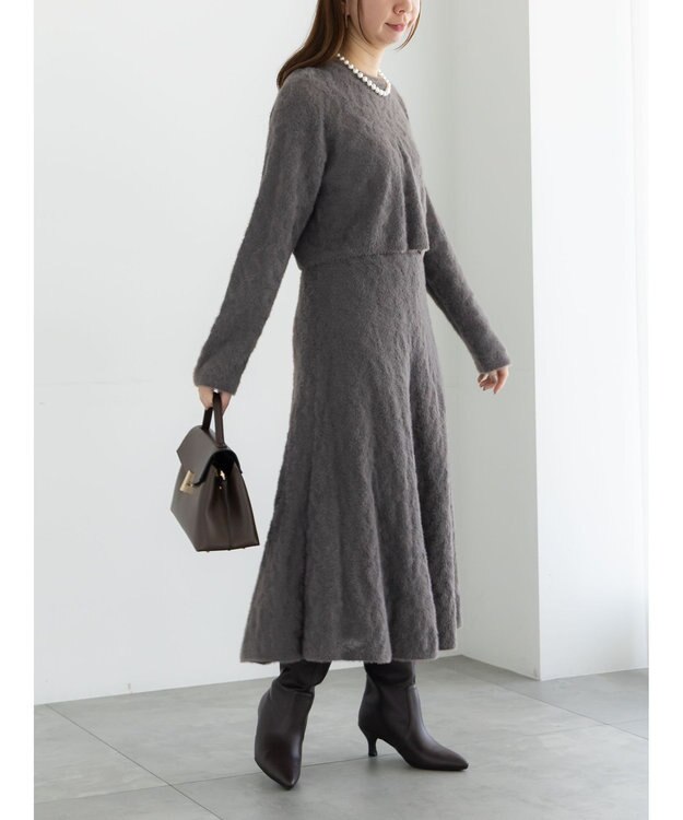 Te chichi 起毛レースニットプルオーバー（セットアップ可）《2025winter catalog item》 チャコールグレー