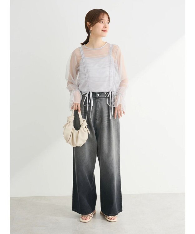 Green Parks ・ＥＬＥＮＣＡＲＥ　ＤＵＥ　チュールギャザーブラウス Gray