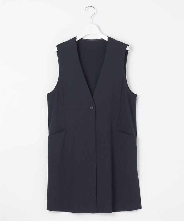 J.PRESS LADIES S ハリプルライトジャージー ロング ジレ ネイビー系