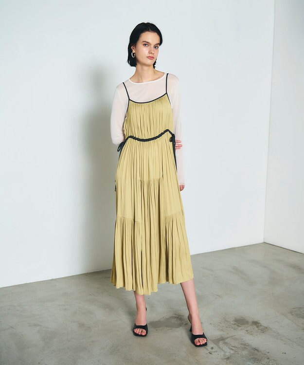 GRACE CONTINENTAL ギャザーキャミソールワンピース イエロー