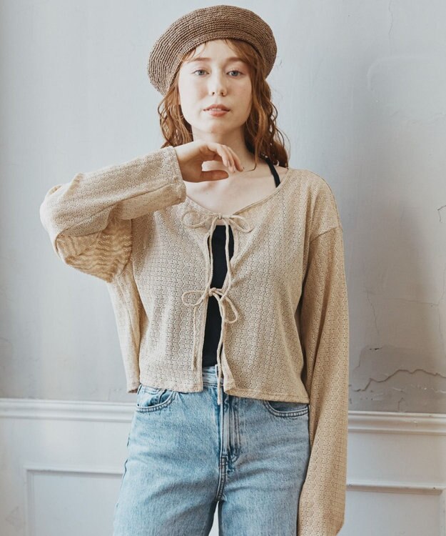 San-ai Resort（三愛水着楽園） 【WEB限定】ニットレーストップス付き4点セット水着 ベージュ