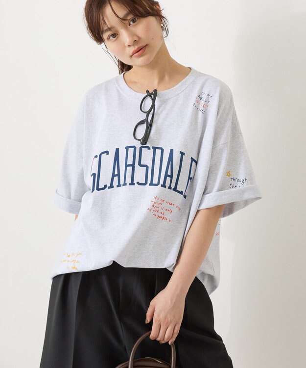 AMERICAN HOLIC 総柄ロゴTシャツ Gray Mixture