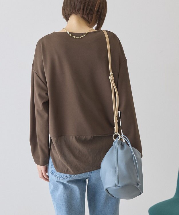 AMERICAN HOLIC Vネック裾異素材ポンチプルオーバー Brown