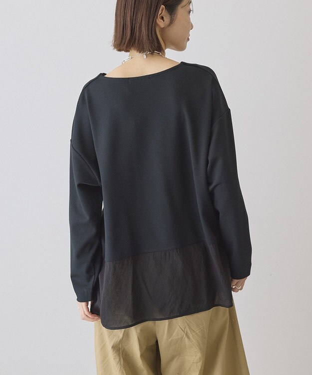 AMERICAN HOLIC Vネック裾異素材ポンチプルオーバー Black