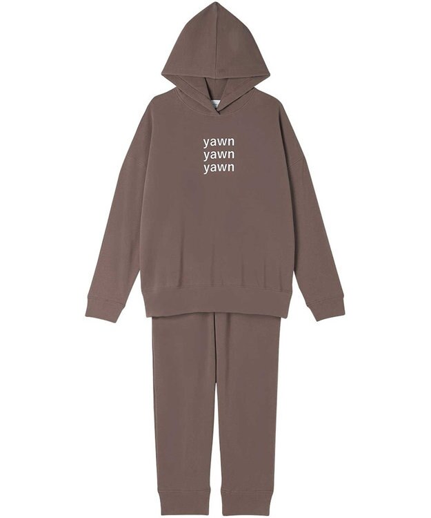 une nana cool 【綿混】あくびのお嬢さんの裏毛フーディーパジャマ ブラウン