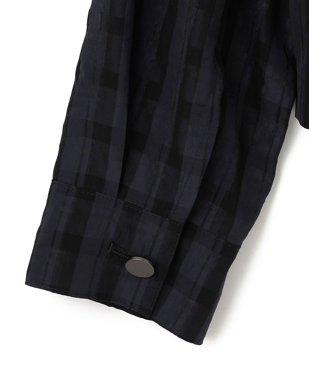 ICB シアーチェックジャカード クロップドジャケット ネイビー×ブラック系