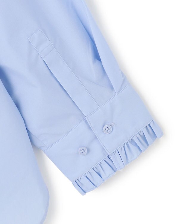 UNFILO フリルネック ブラウス サックス