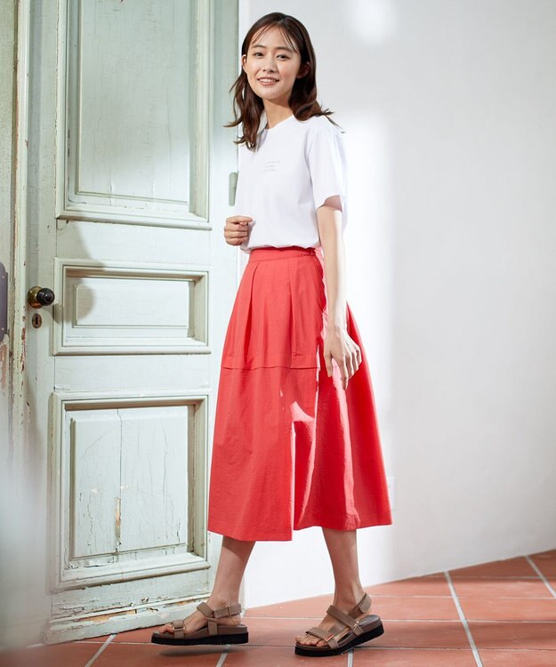 J.PRESS LADIES 【WEB限定カラーあり・洗える】ライトタフタ フレアー スカート オレンジ系