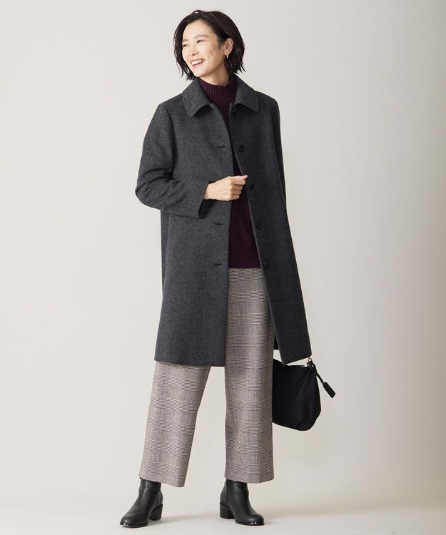 J.PRESS LADIES 【洗える】WOOL BLEND AIR ハイネック ニット パープル系