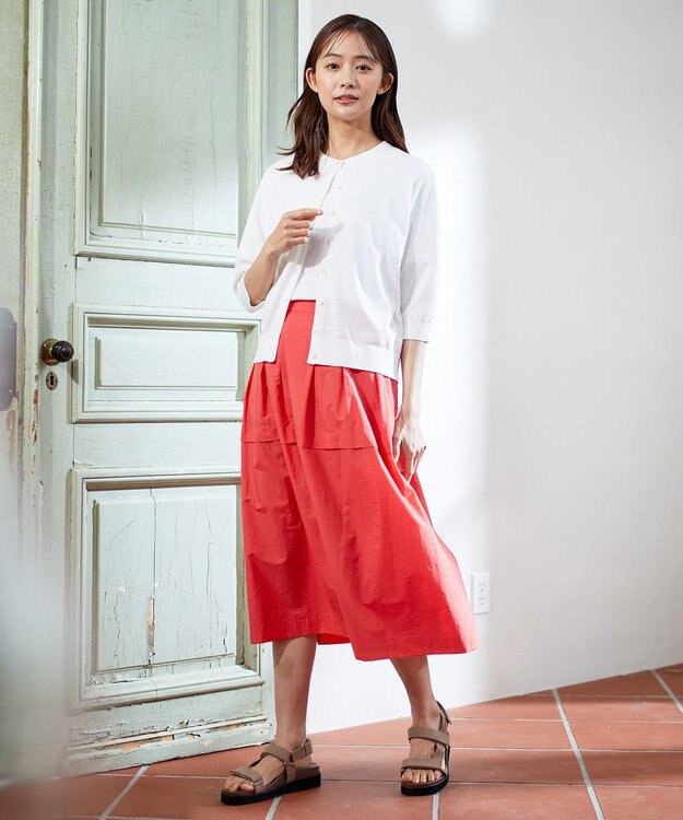 J.PRESS LADIES 【WEB限定カラーあり・洗える】ライトタフタ フレアー スカート オレンジ系