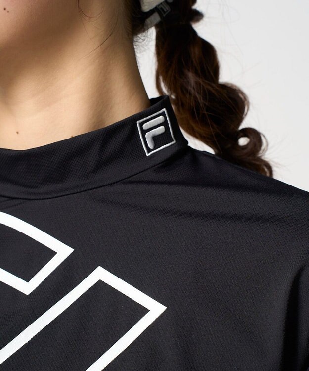 FILA GOLF／marie claire 【FILA GOLF】 バックプリントモックネックシャツ ブラック