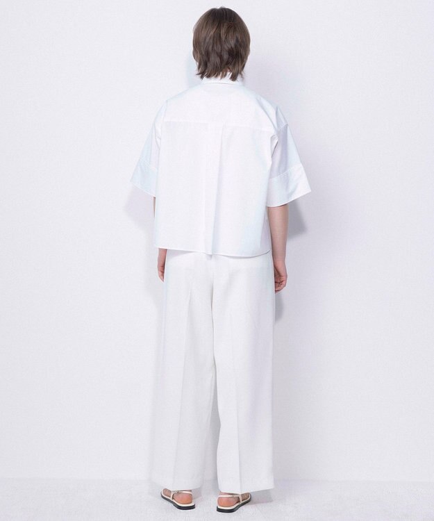 NAVE 【ReNAVE・セットアップ可/洗える/接触冷感/UVケア】コットンポリブロード クロップドシャツ ホワイト系