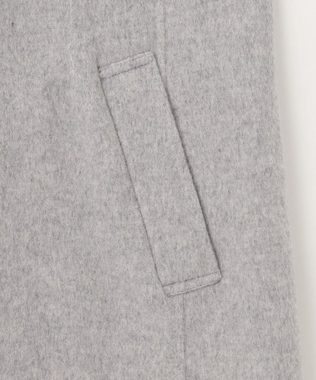 J.PRESS LADIES ウールナイロンリバー フード付き コート ライトグレー×ベージュ系