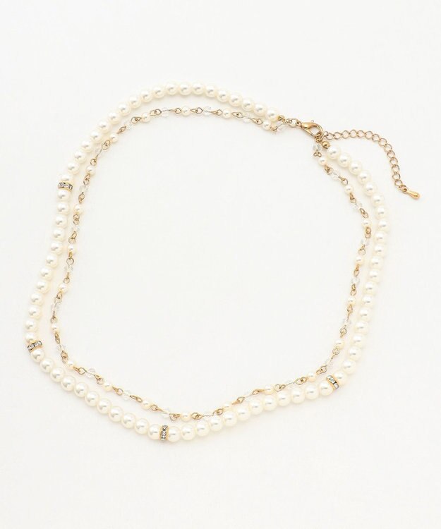 ANY SIS 2連パール調ストーン ネックレス キスカ