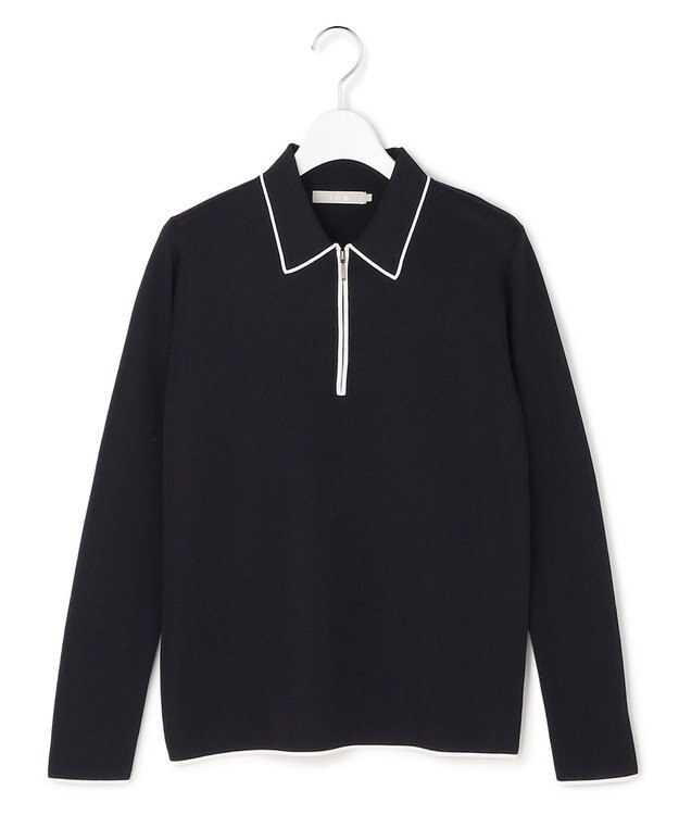 ICB シンセティックフルニードル ハーフジップニット ブラック