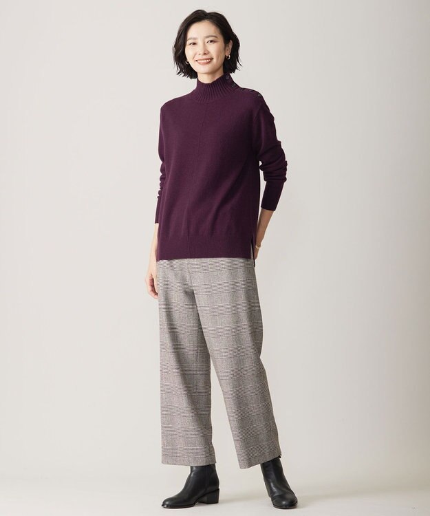 J.PRESS LADIES 【洗える】WOOL BLEND AIR ハイネック ニット パープル系