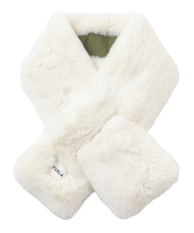 MOONBAT FURLA 【リバーシブル】フェイクファー×ダウンマフラー トリミング リバーシブル オリーブグリーン