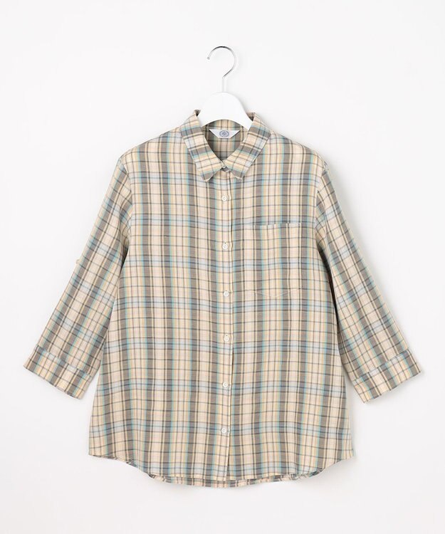 J.PRESS LADIES S 【一枚で着映え】リネンVisマドラス チェック シャツ ブラウス ベージュチェック系