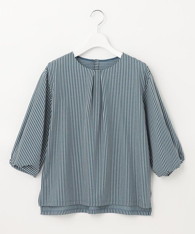 J.PRESS LADIES L 【WEB限定】 ピンストライプジャージー ボリュームスリーブ カットソー グリーン系1