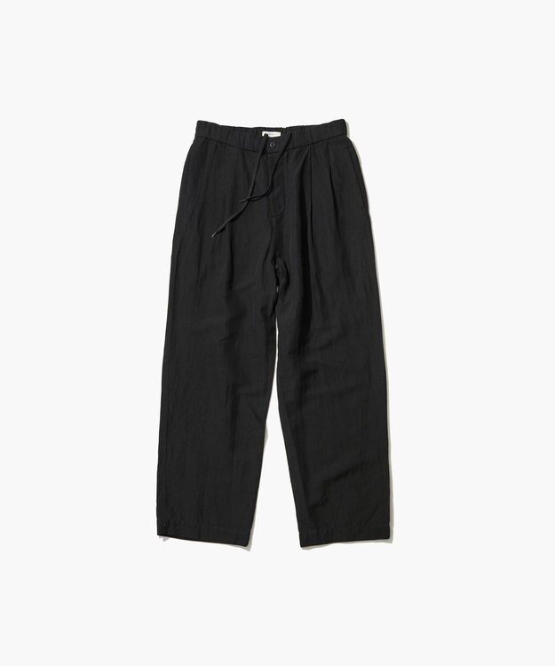 ATON COTTON LINEN VOILE | ツータックイージーパンツ - UNISEX BLACK