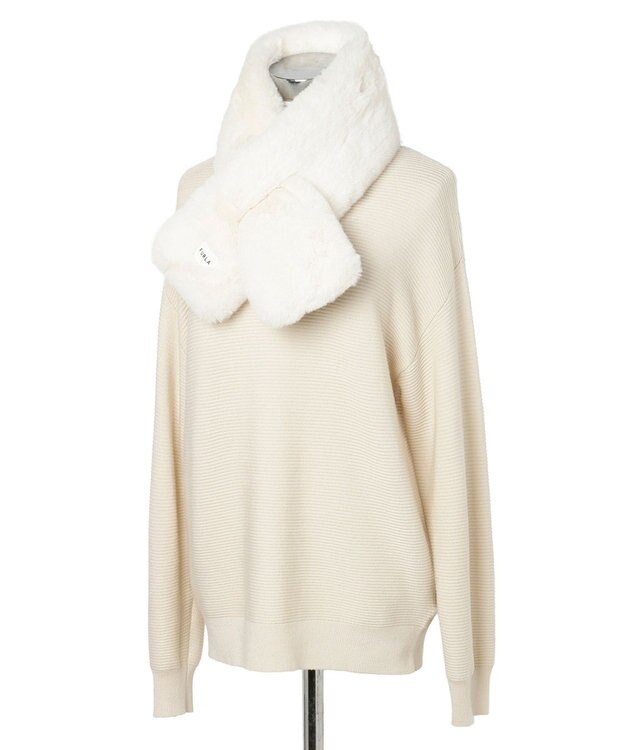 MOONBAT FURLA 【リバーシブル】フェイクファー×ダウンマフラー トリミング リバーシブル オリーブグリーン