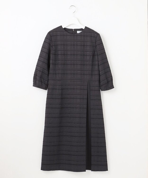 J.PRESS LADIES L SIMMOD ジャカード ボリュームスリーブ ワンピース ダークネイビー系