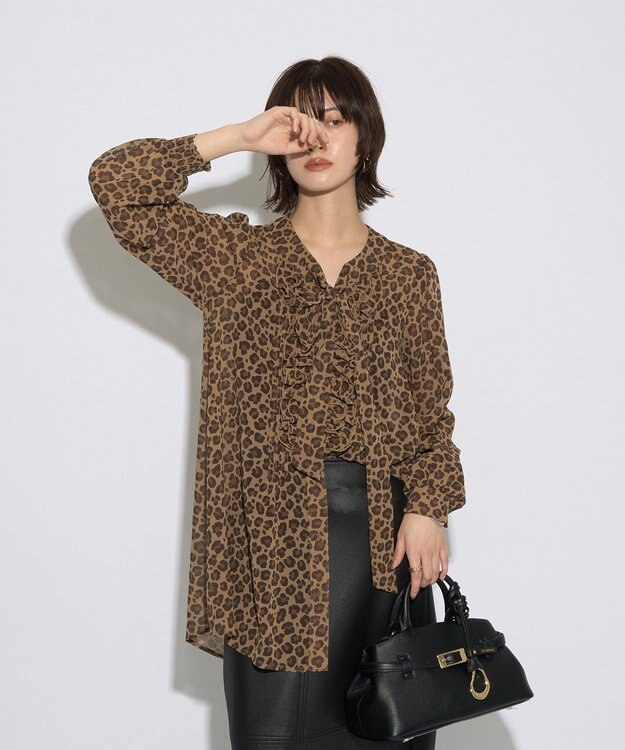 YECCA VECCA 【archive】フリルボウタイブラウス Leopard