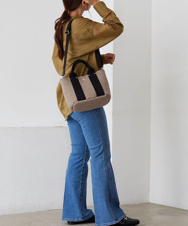 TOPKAPI 【TREASURE TOPKAPI】イタリアンフェルト テープコンビ 2way トートバッグ 2023 グレージュ