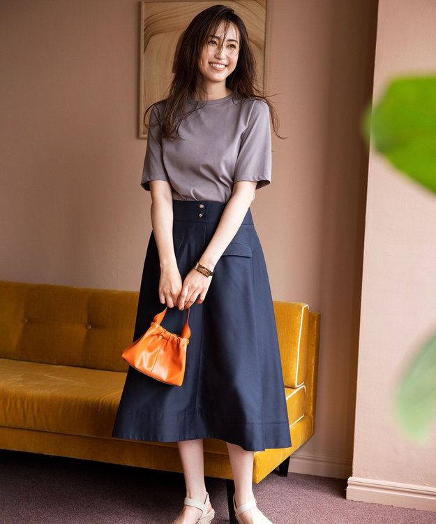 組曲 【洗える・涼感】シアーボイル スカート ネイビー系