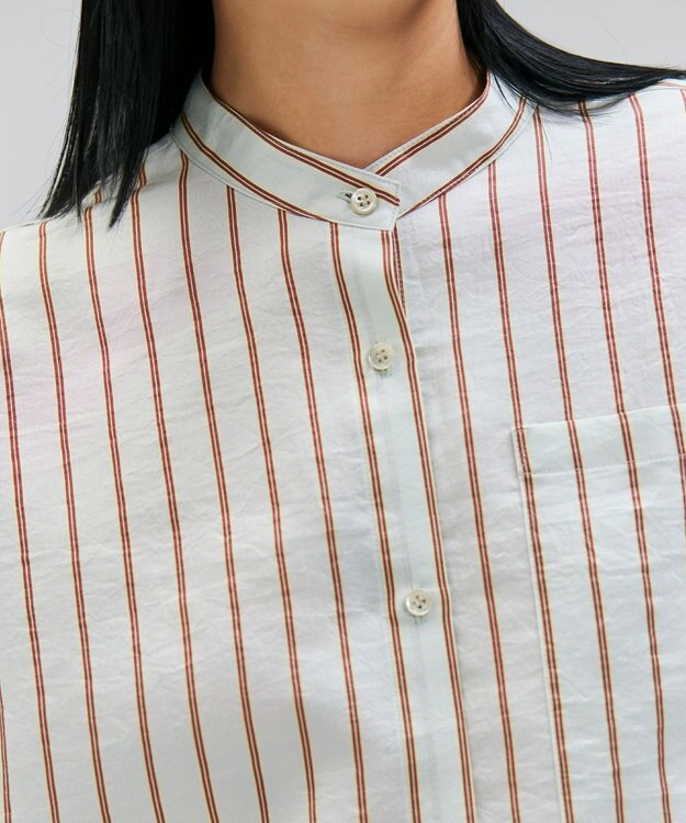 BEIGE， 【洗える】KNOX / ショート丈バンドカラーシャツ Sage St