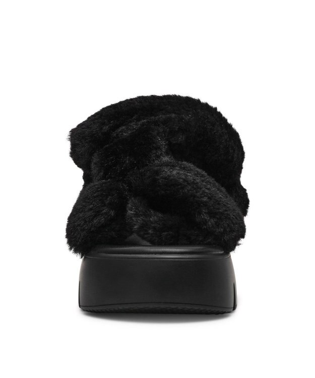 STEVE MADDEN BONKERS-F ファー厚底サンダル ブラック