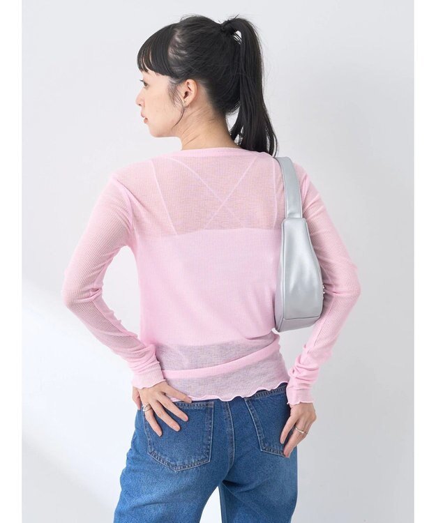 earth music&ecology シアーリブロゴ刺繍プルオーバー Light Pink