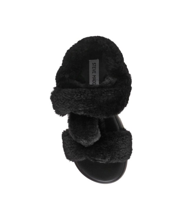STEVE MADDEN BONKERS-F ファー厚底サンダル ブラック