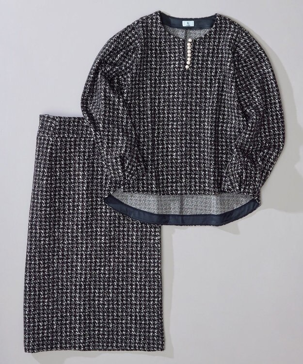 組曲 L 【WEB限定】ニュアンスジャガード セットアップ ネイビー系3