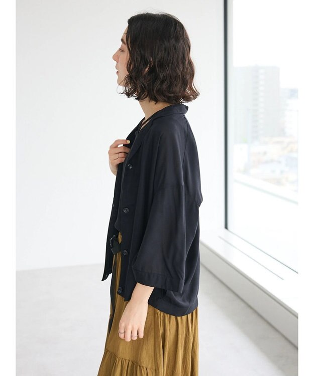 CRAFT STANDARD BOUTIQUE レーヨンワイドシャツ Black