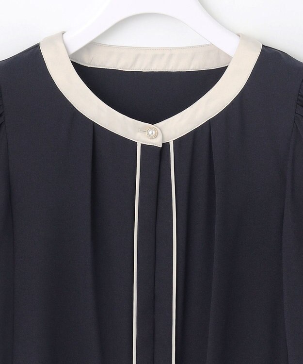 ANY SIS 【2WAY】バイカラーラッフル ブラウス ネイビー×アイボリー