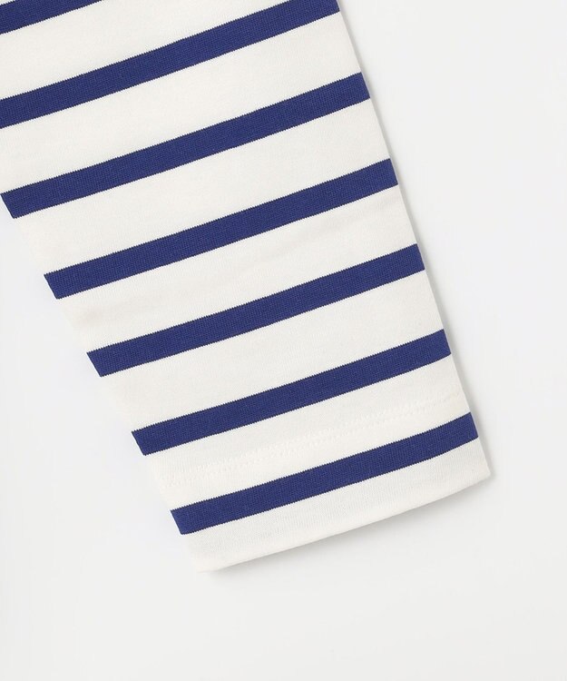 自由区 L 【洗える】コットンボーダー ボートネックカットソー ダルブルー系1