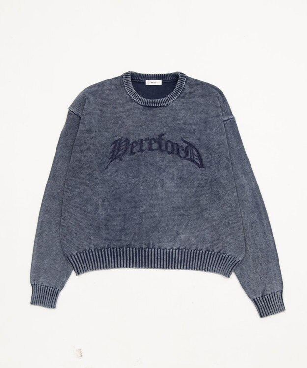 WEGO ブリーチニットグラフィックプルオーバー ネイビー