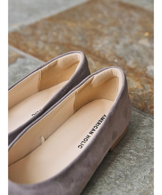 AMERICAN HOLIC 【整履き】スクエアトゥスェードフラットシューズ Light Beige