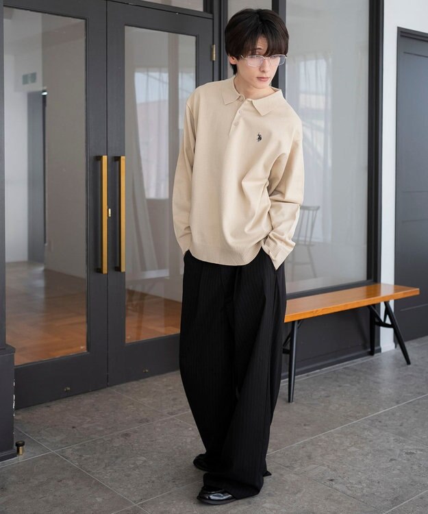 WEGO 【25年秋冬新作/ユニセックス着用ITEM/MLサイズ展開】別注USPOLOニットポロ ホワイトアイボリー