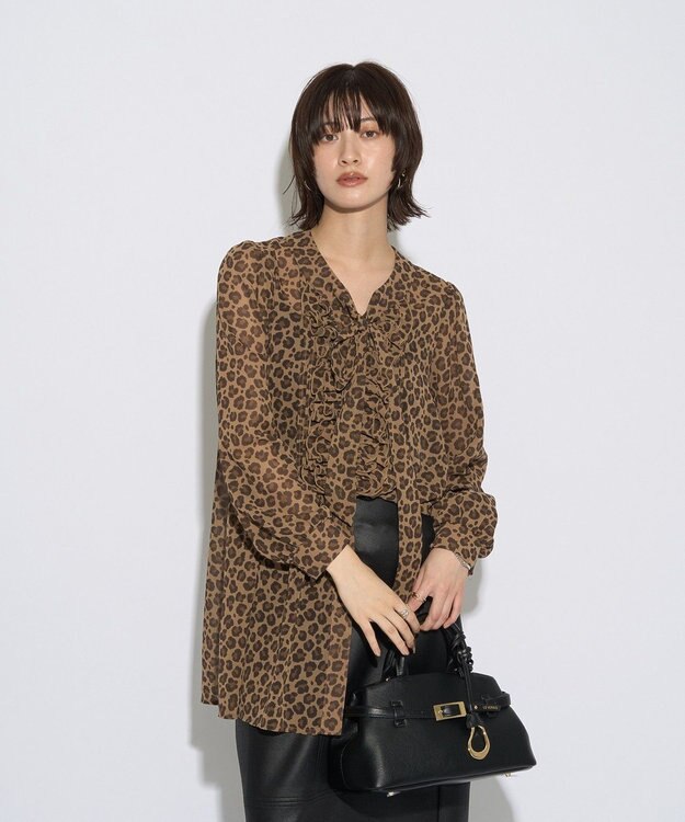 YECCA VECCA 【archive】フリルボウタイブラウス Leopard