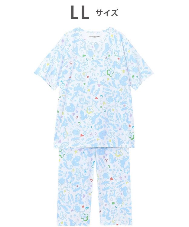 tsumori chisato SLEEP ツモリチサト パジャマ 5分袖 半袖 8分丈 レディース UDT166 /ワコール サックス