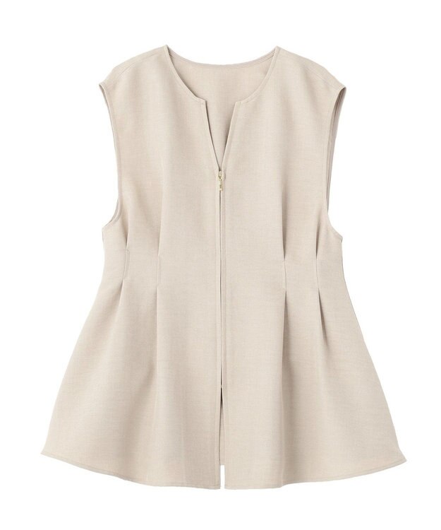 AMERICAN HOLIC 【イージーケア】リネンライクペプラムベスト Gray Beige