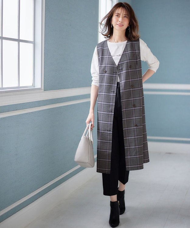 ANY SIS 【美人百花10月号掲載】リバーシブルチェックラップ ワンピース ネイビーチェック×ネイビー