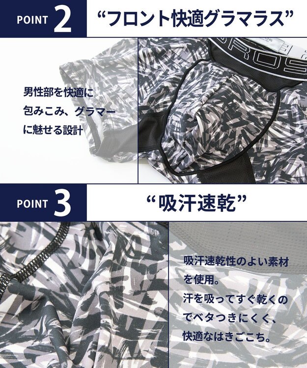 WACOAL MEN ボクサーパンツ 風が通ってムレ軽減。 ダブルエアスルータイプ 吸汗速乾 前閉じ GT3910 /ブロス バイ ワコールメン グレー