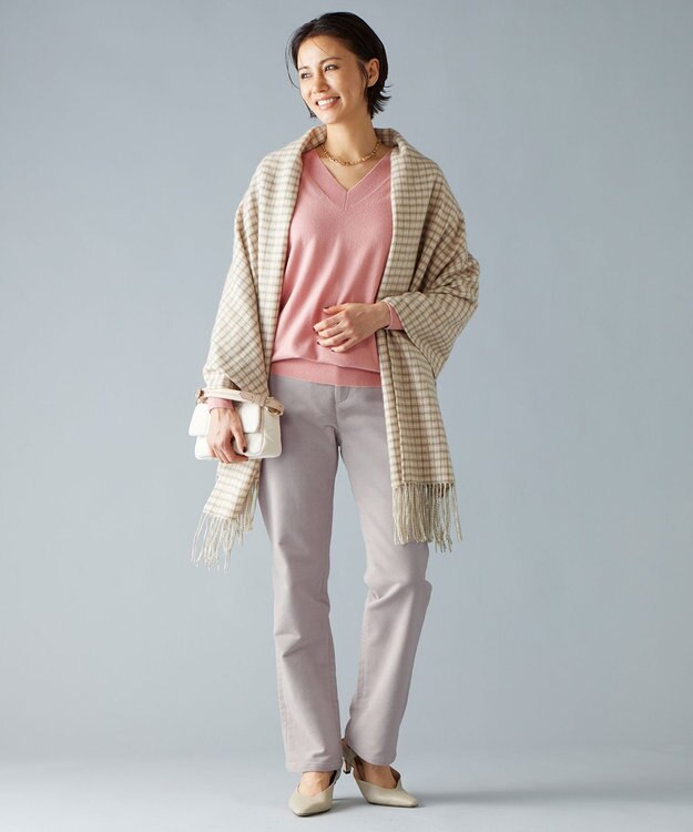 自由区 L リブレスコールストレート パンツ ライトグレー系