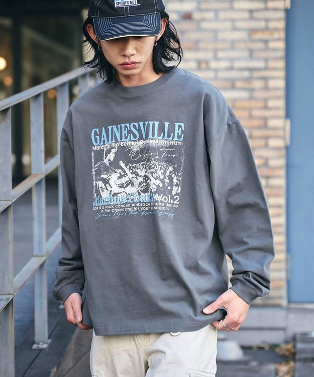 WEGO 【ユニセックス着用ITEM/MLサイズ展開】ヴィンテージライクグラフィックT（LS） 柄1