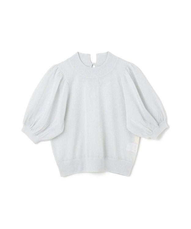 GRACE CONTINENTAL ラメシアーパフニットトップ シルバー
